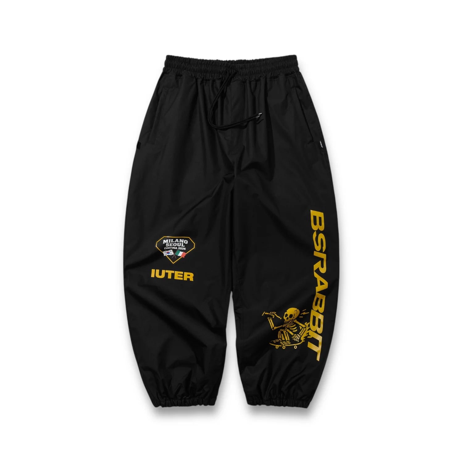 BSR X IUTER DUAL CITY SUPER WIDE JOGGER PANTS BLACK