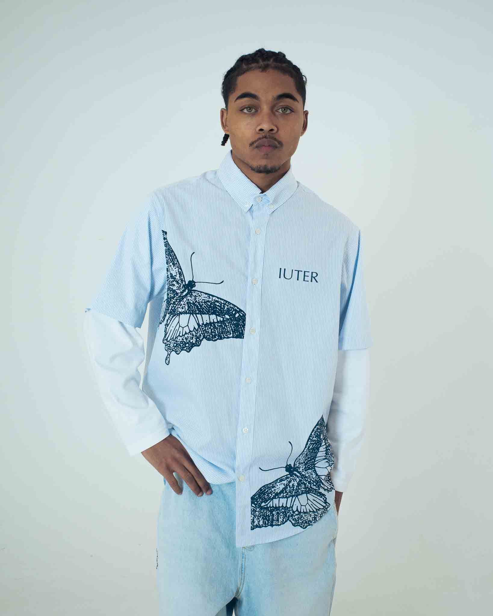BUTTERFLY STRIPES DOUBLE LS SHIRT LIGHT BLUE