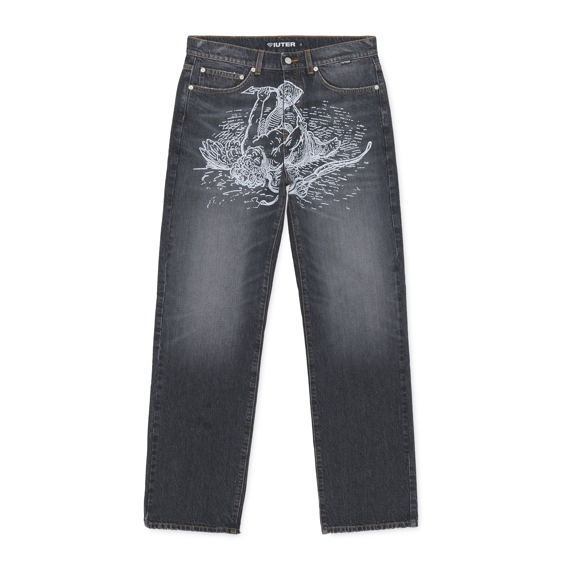 DAMAGE LOOSE DENIM PANTS CHARCOAL