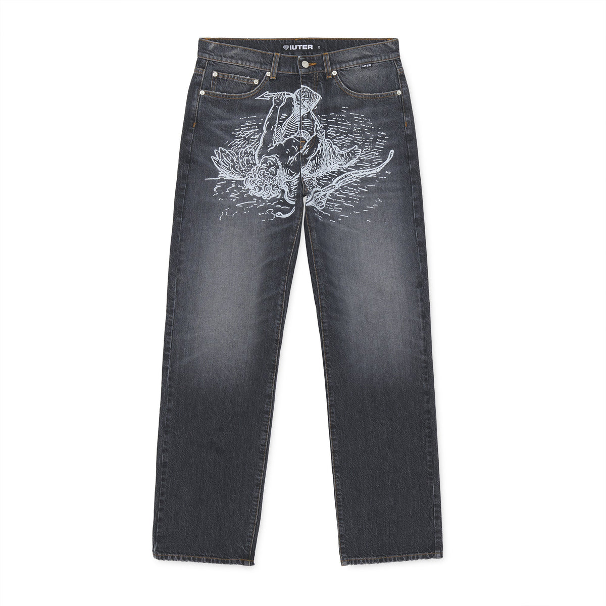 DAMAGE LOOSE DENIM PANTS CHARCOAL