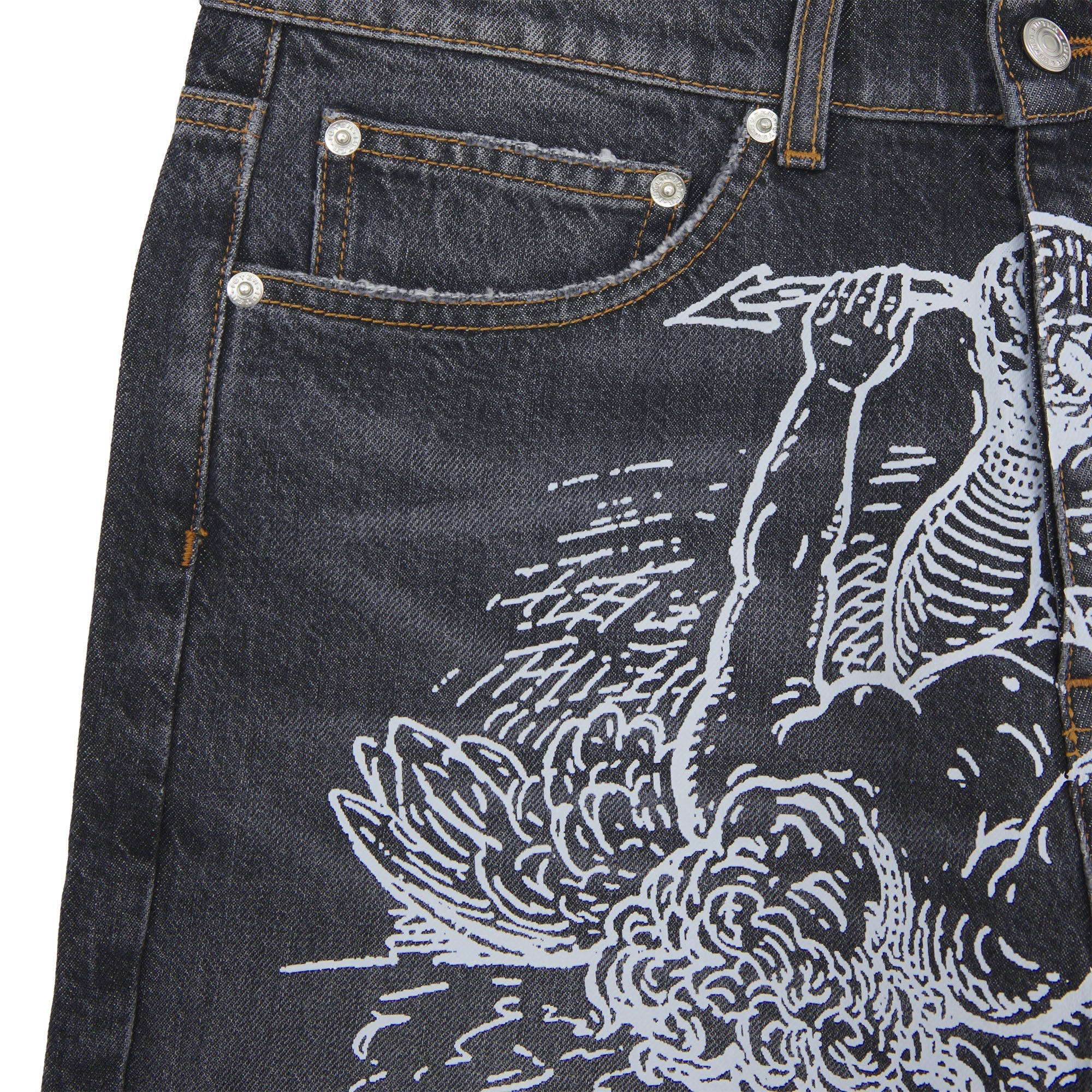 DAMAGE LOOSE DENIM PANTS CHARCOAL