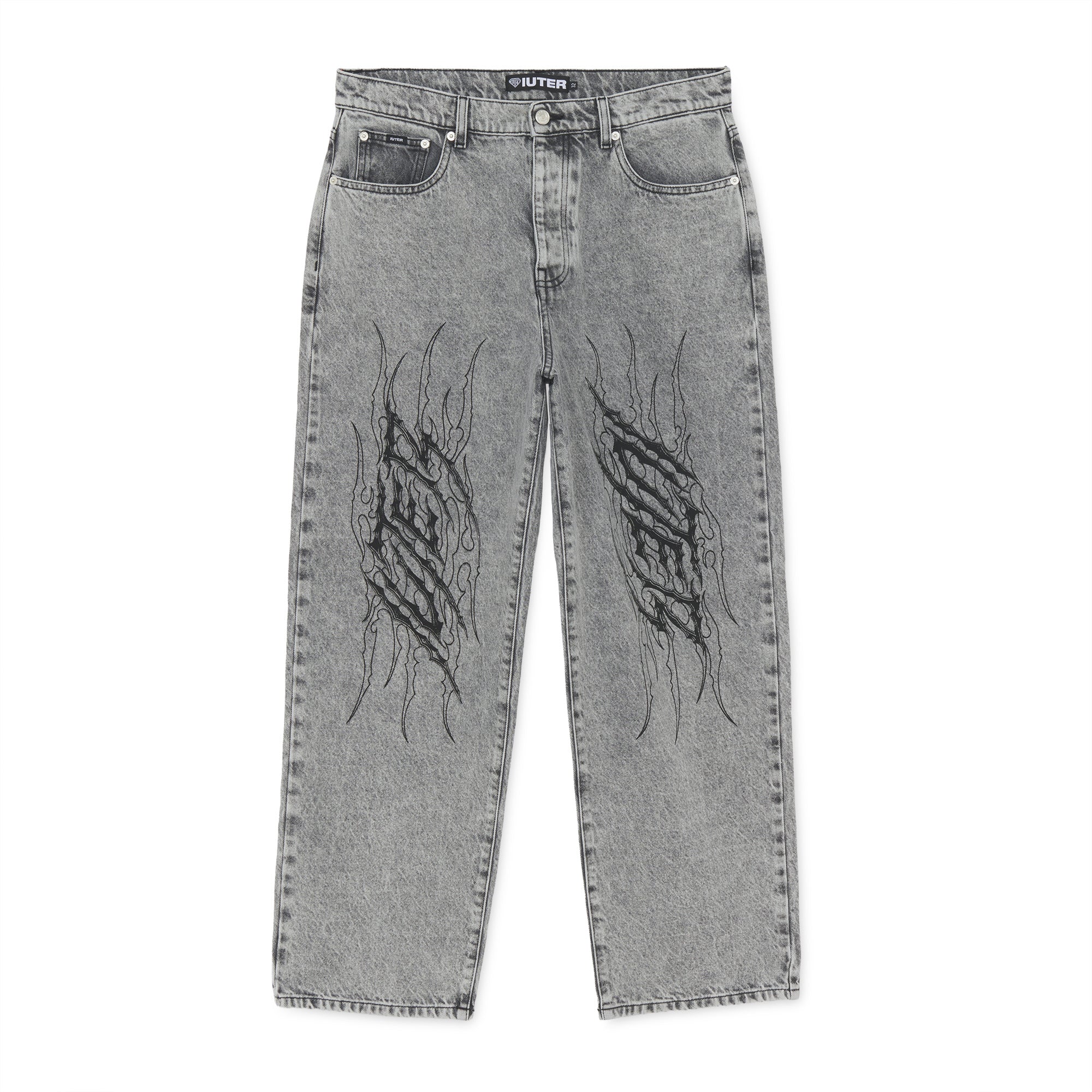 TRIBAL BAGGY DENIM PANTS GREYTR