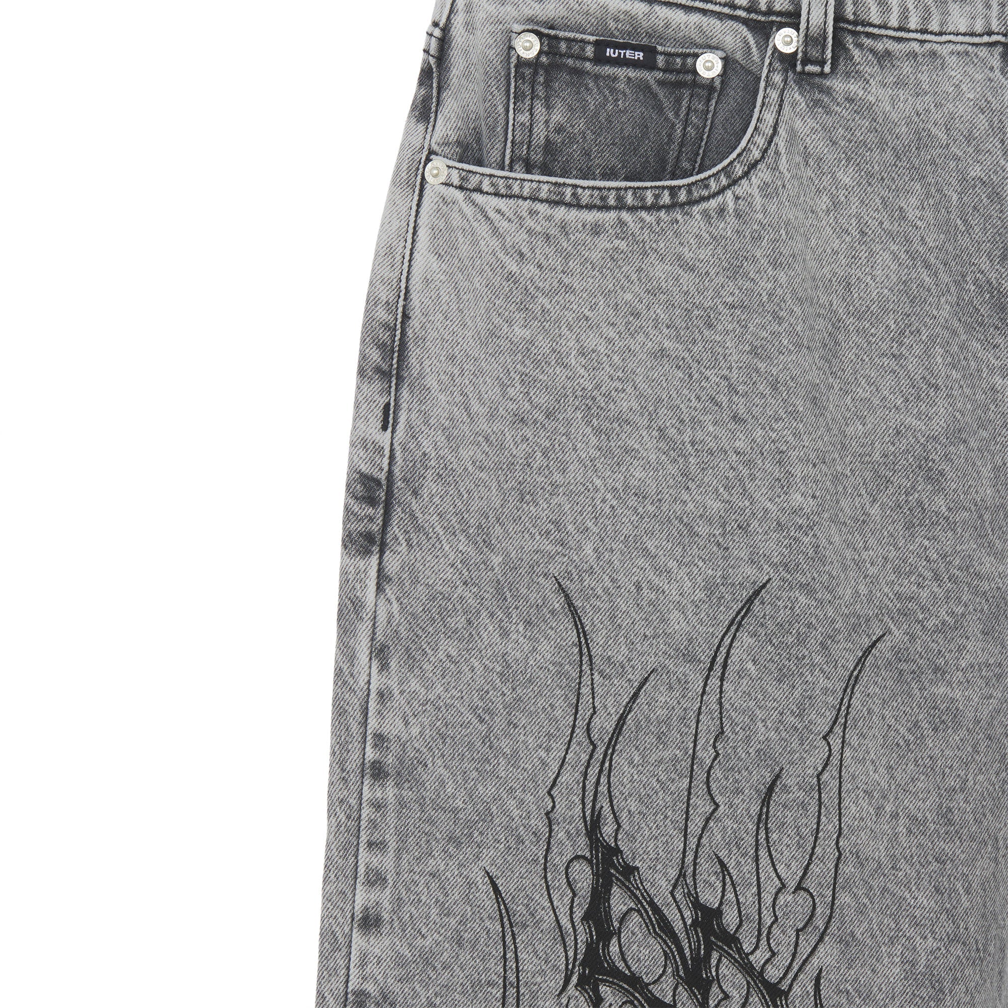 TRIBAL BAGGY DENIM PANTS GREYTR
