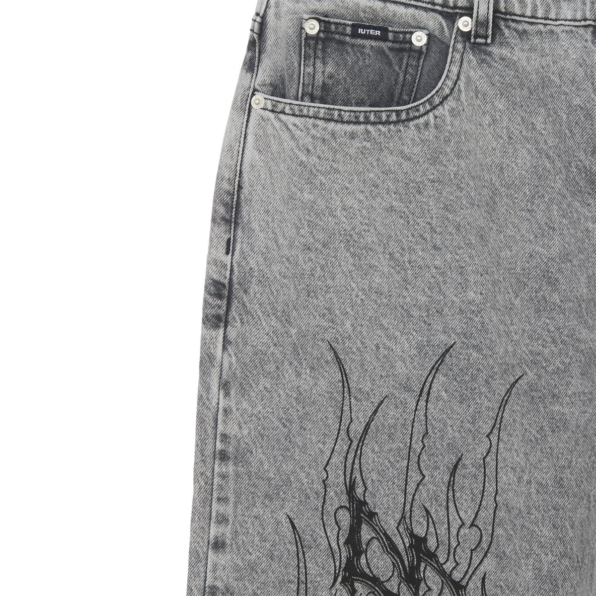 TRIBAL BAGGY DENIM PANTS GREYTR