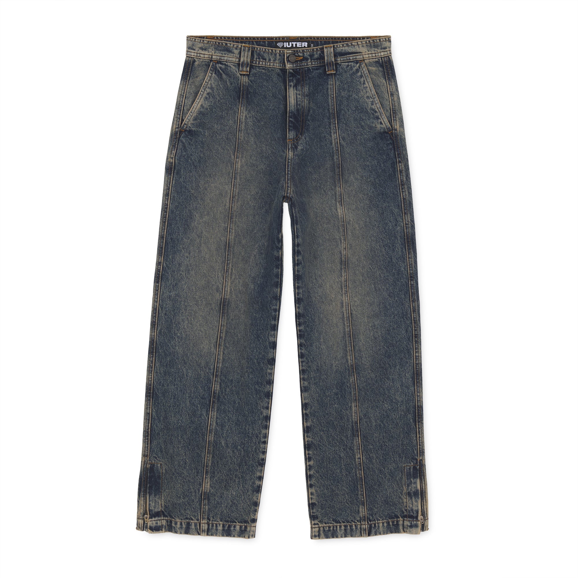GRID ZIPPED DENIM PANTS YELLOWFADE