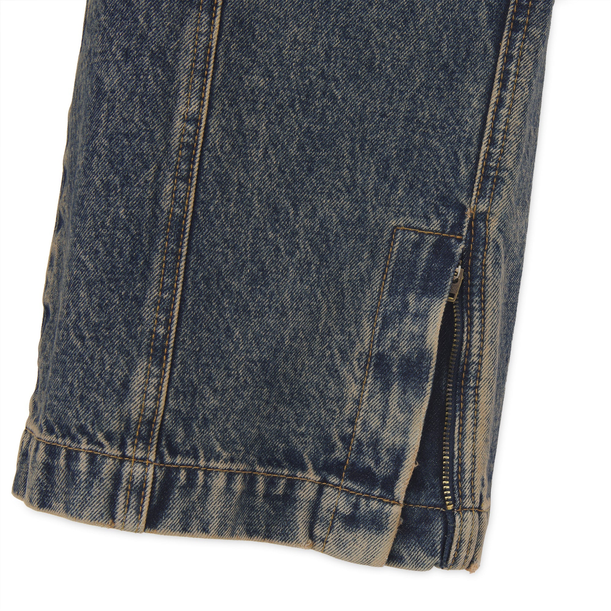 GRID ZIPPED DENIM PANTS YELLOWFADE