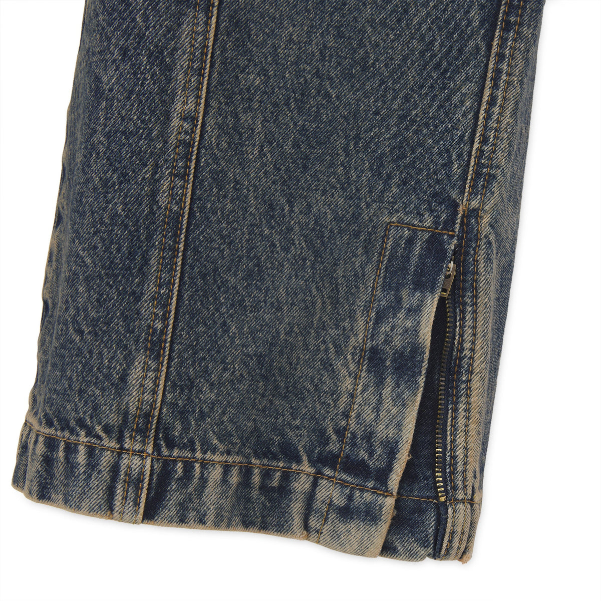 GRID ZIPPED DENIM PANTS YELLOWFADE