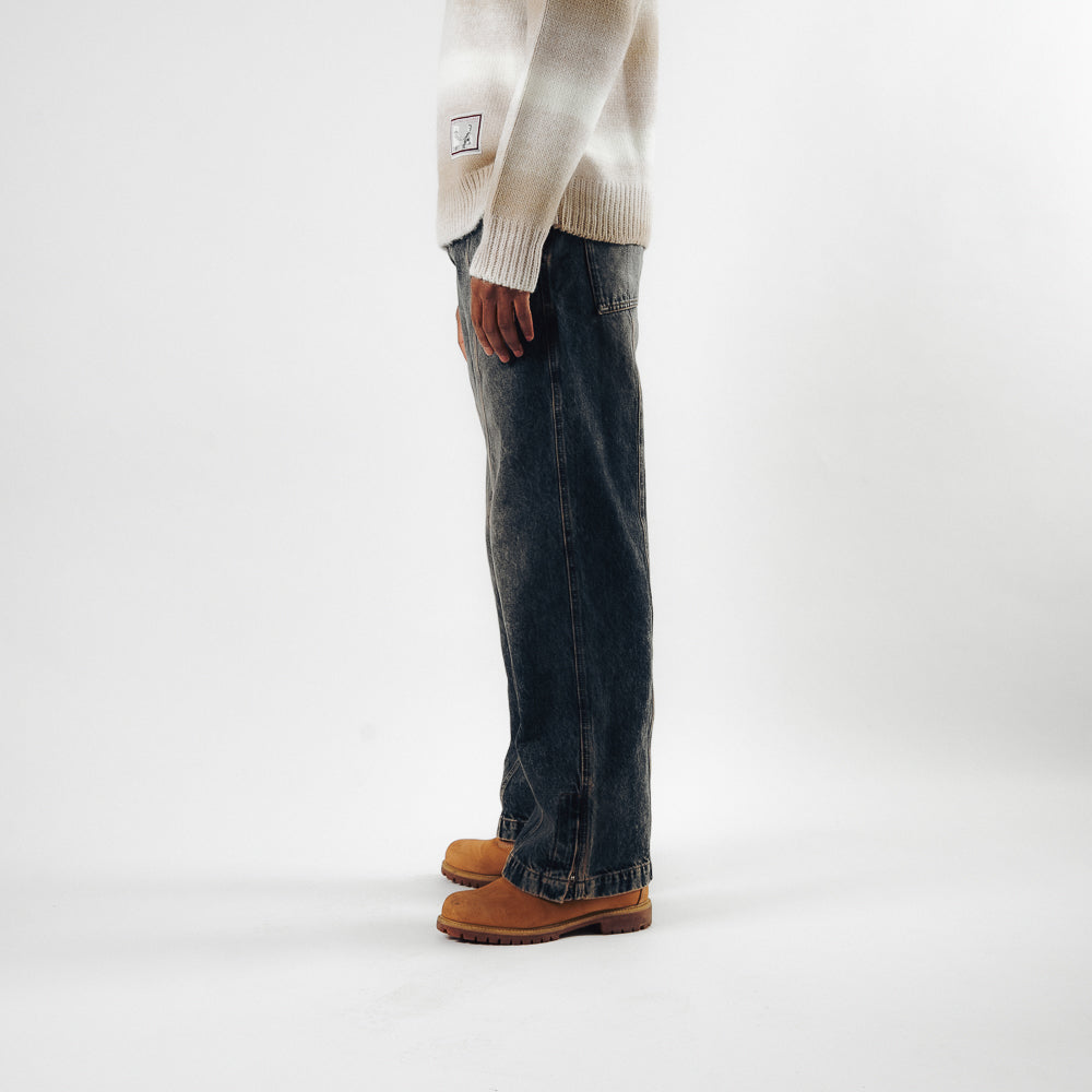 GRID ZIPPED DENIM PANTS YELLOWFADE