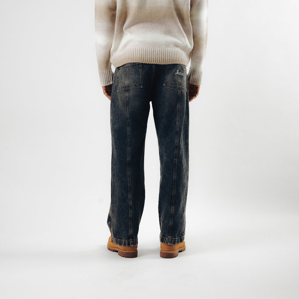GRID ZIPPED DENIM PANTS YELLOWFADE
