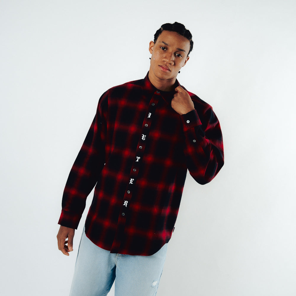 FALLEN LOVE CHECKED L/S SHIRT RED