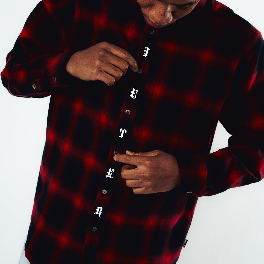 FALLEN LOVE CHECKED L/S SHIRT RED