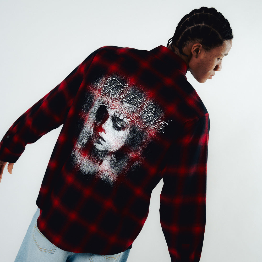 FALLEN LOVE CHECKED L/S SHIRT RED