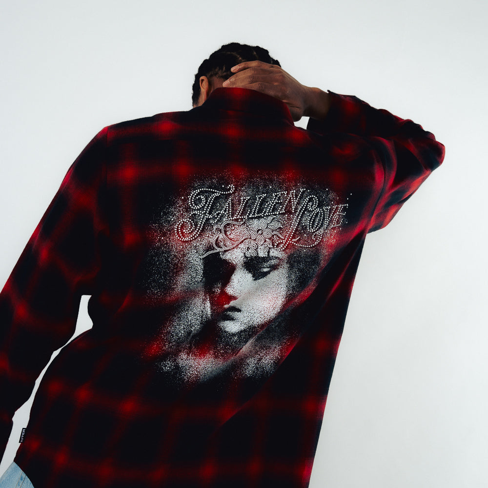 FALLEN LOVE CHECKED L/S SHIRT RED
