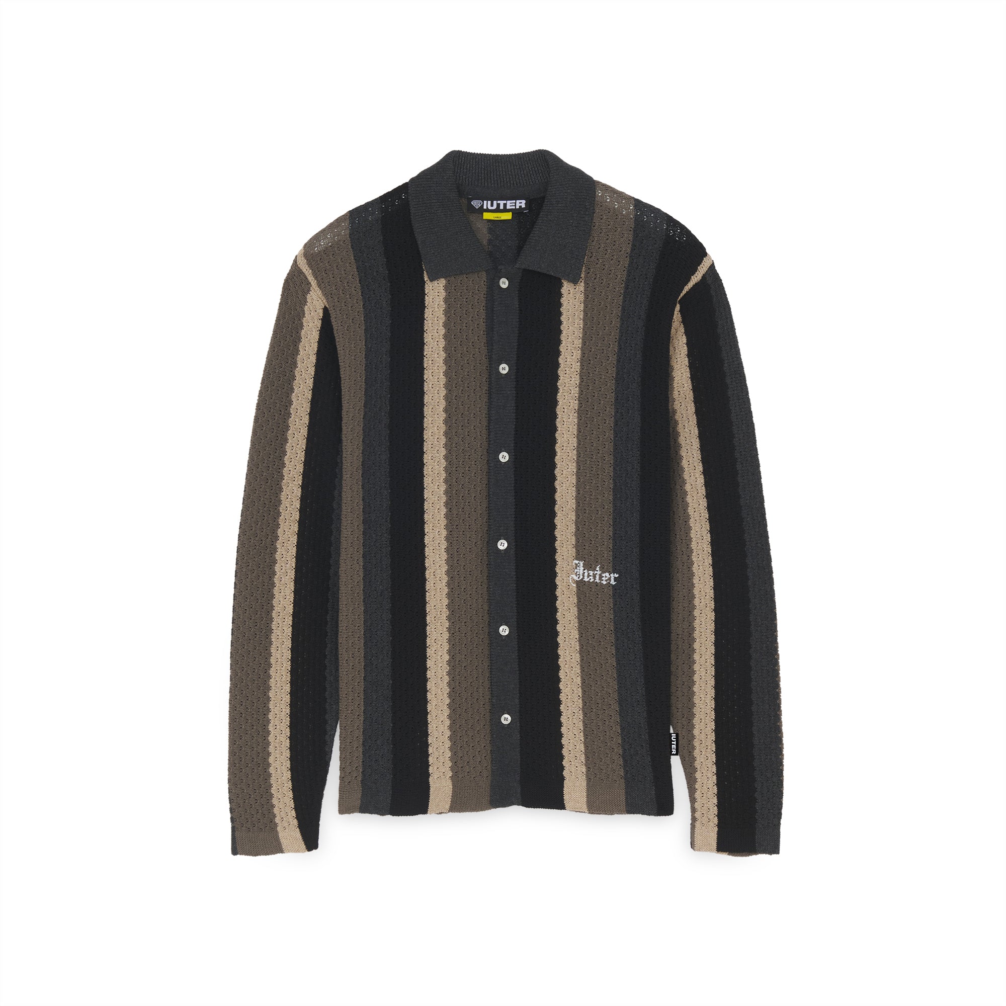 STRIPED KNIT L/S SHIRT BLACK