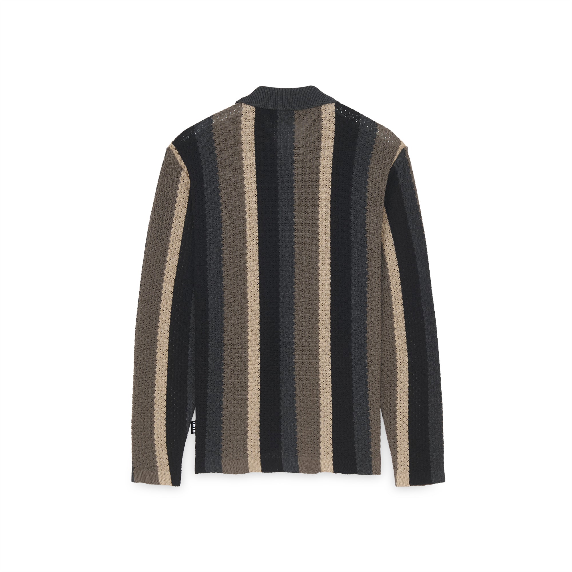 STRIPED KNIT L/S SHIRT BLACK