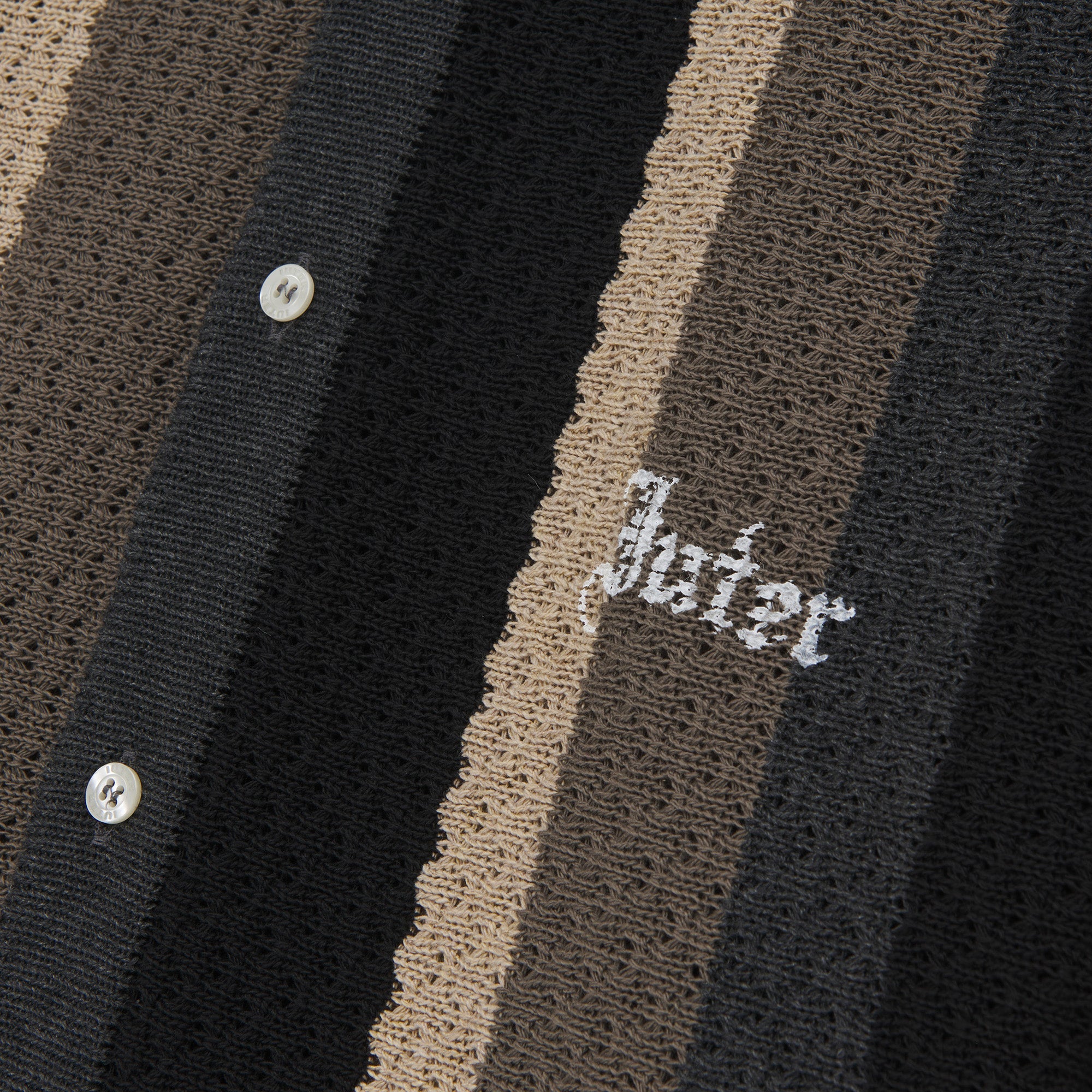 STRIPED KNIT L/S SHIRT BLACK