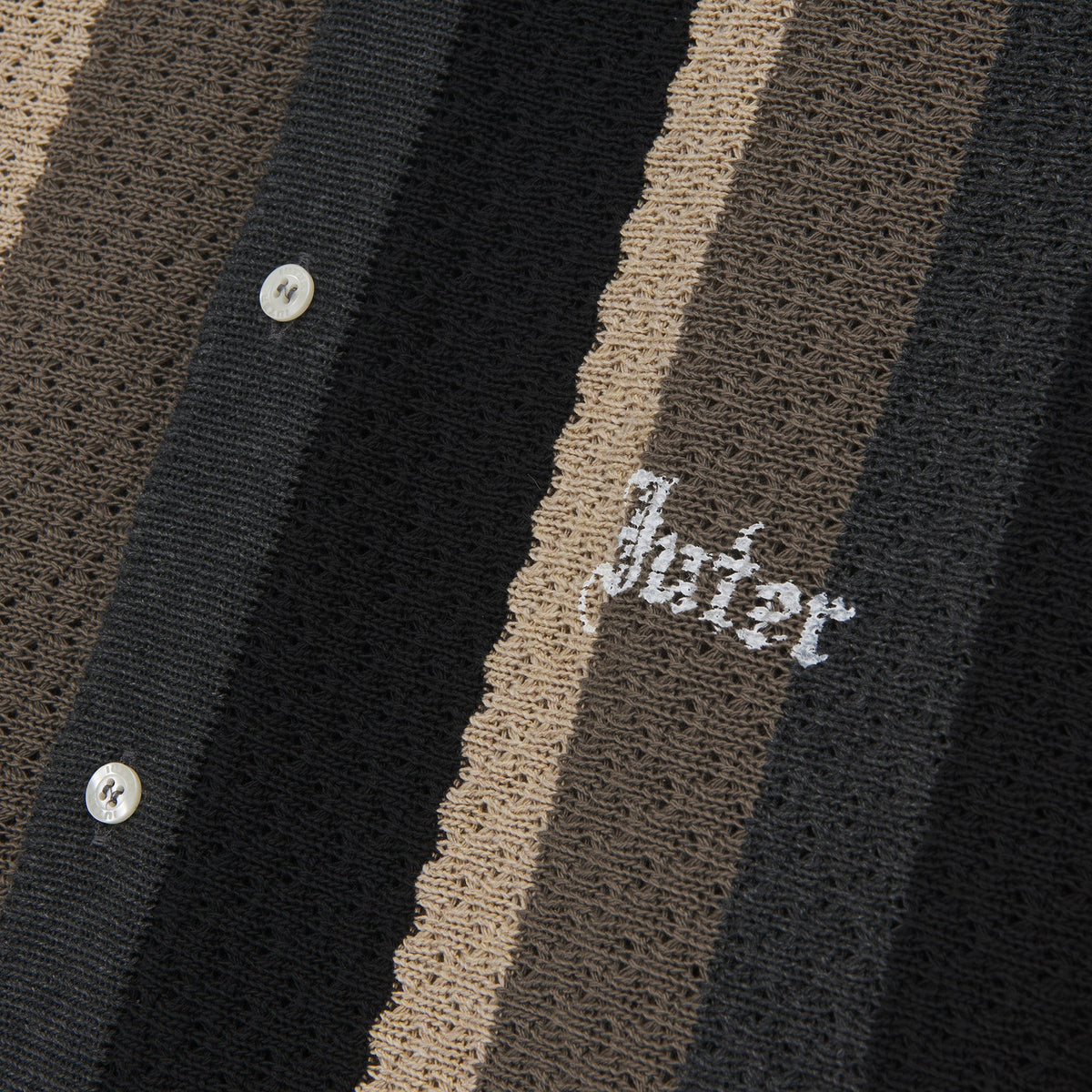 STRIPED KNIT L/S SHIRT BLACK