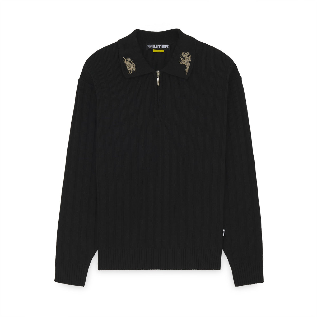 COURAGE HALF ZIP KNIT POLO BLACK