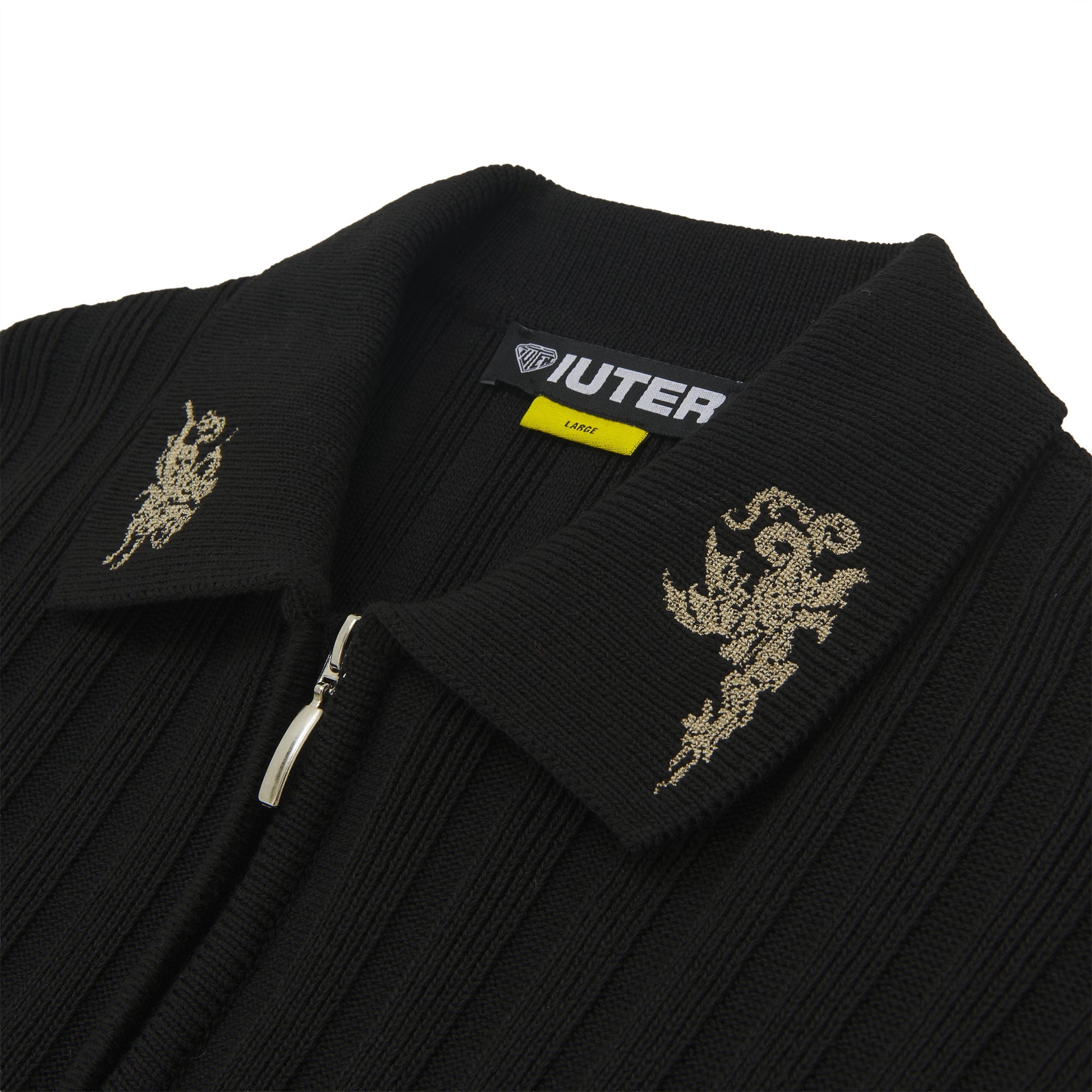 COURAGE HALF ZIP KNIT POLO BLACK