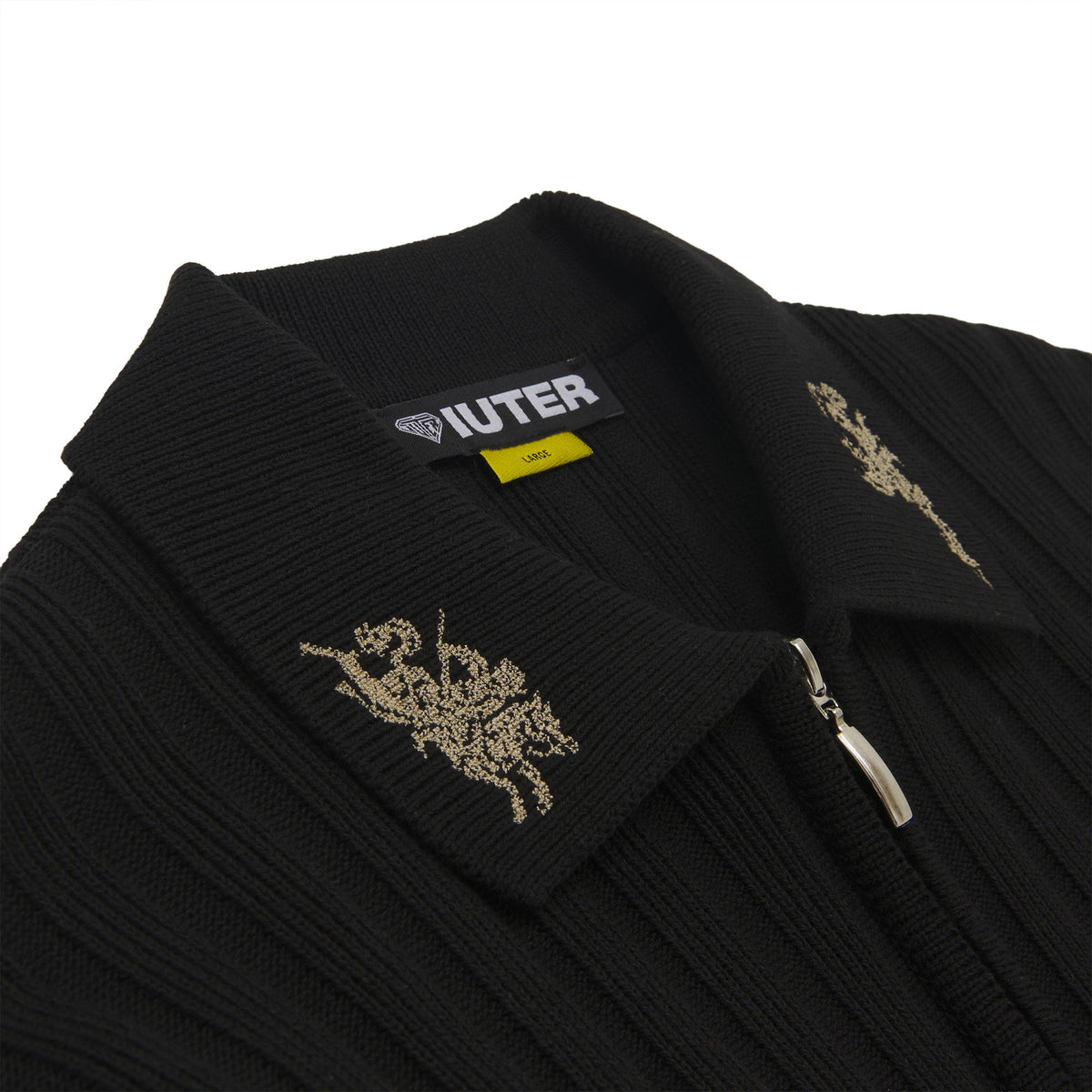 COURAGE HALF ZIP KNIT POLO BLACK