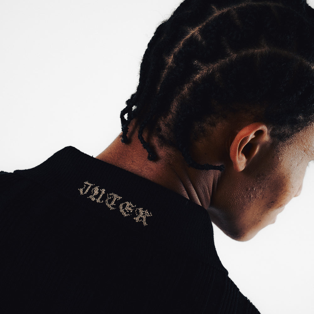 COURAGE HALF ZIP KNIT POLO BLACK