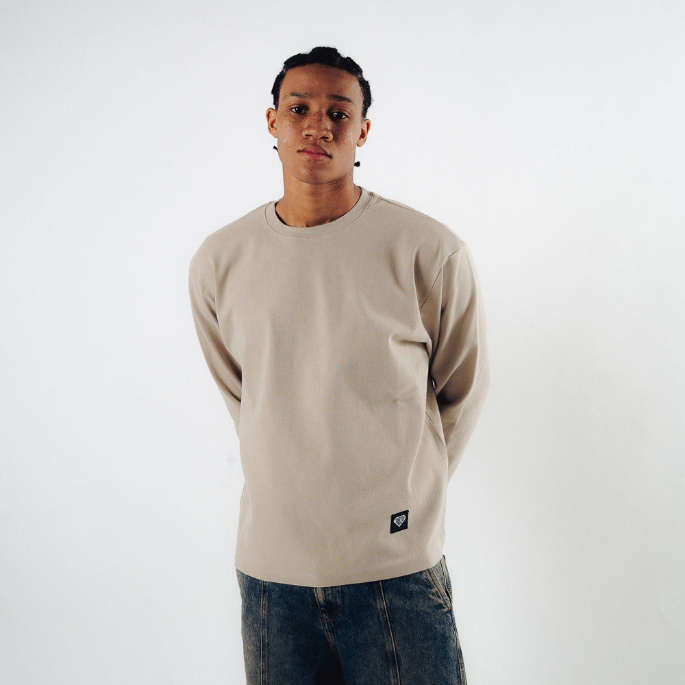 LABEL RIBBED LS TEE STRING
