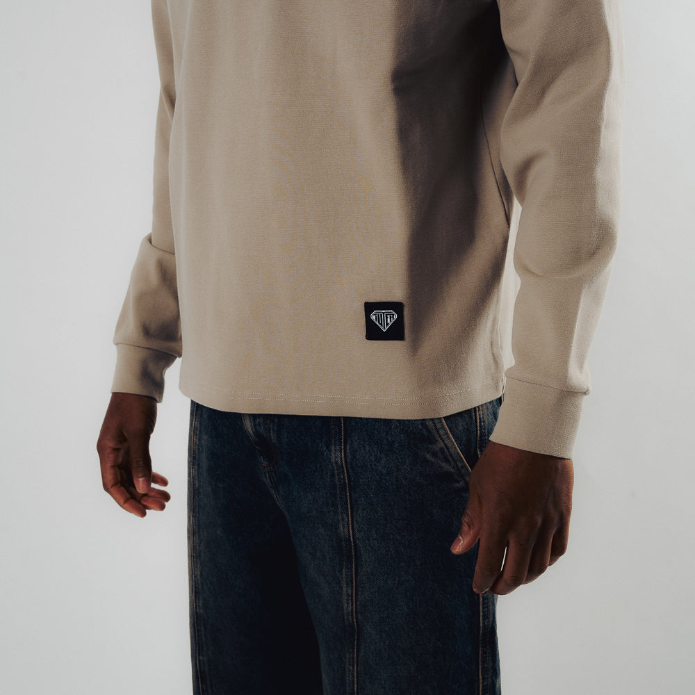 LABEL RIBBED LS TEE STRING