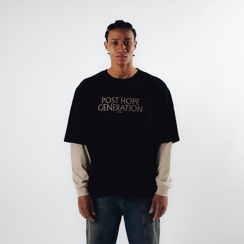 HOPE DOUBLE SLEEVE LS TEE BLACK