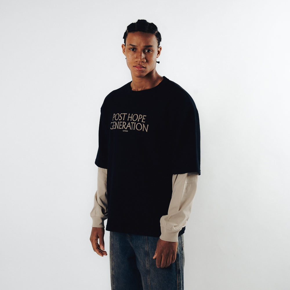 HOPE DOUBLE SLEEVE LS TEE BLACK