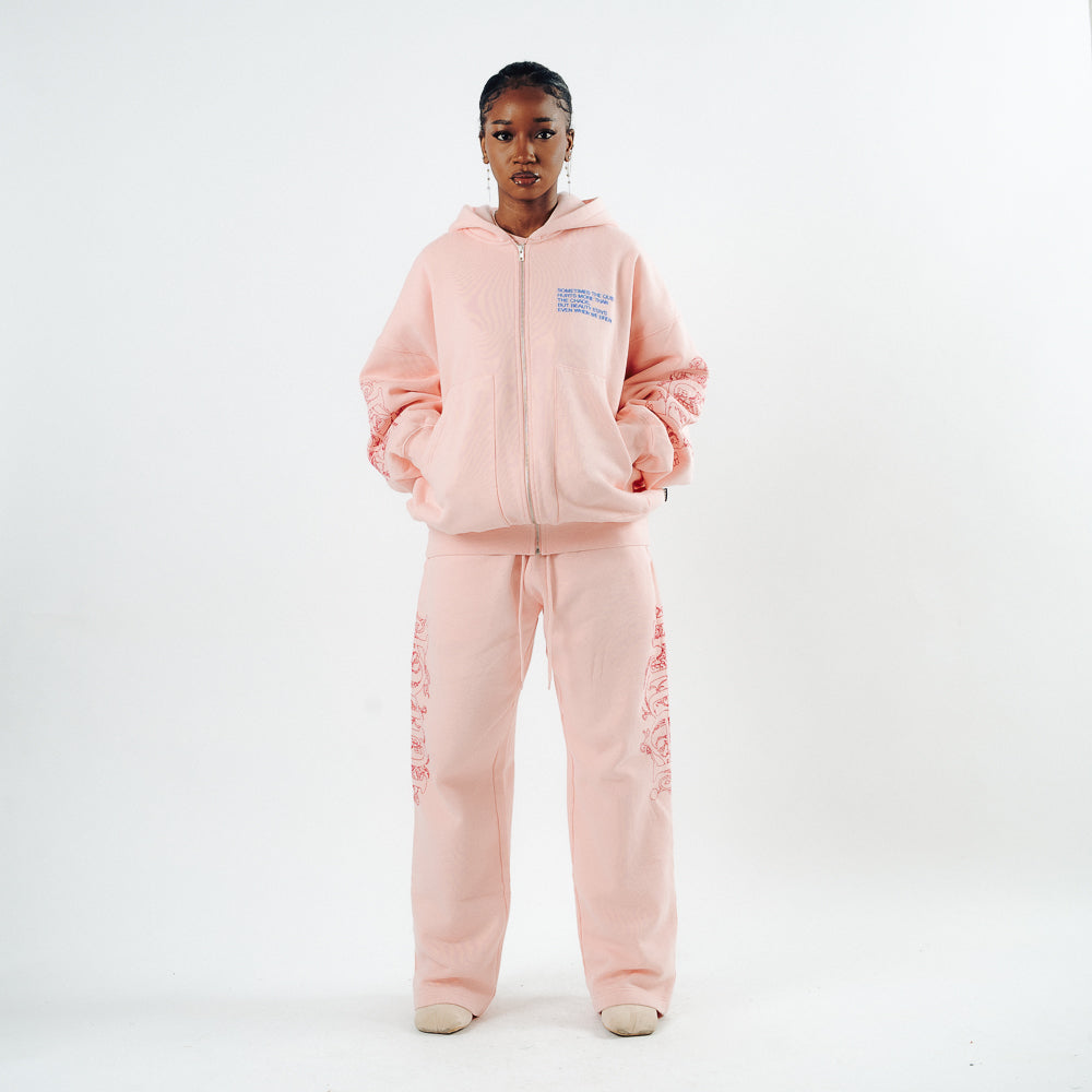 CHAOS ZIP HOODIE PINK