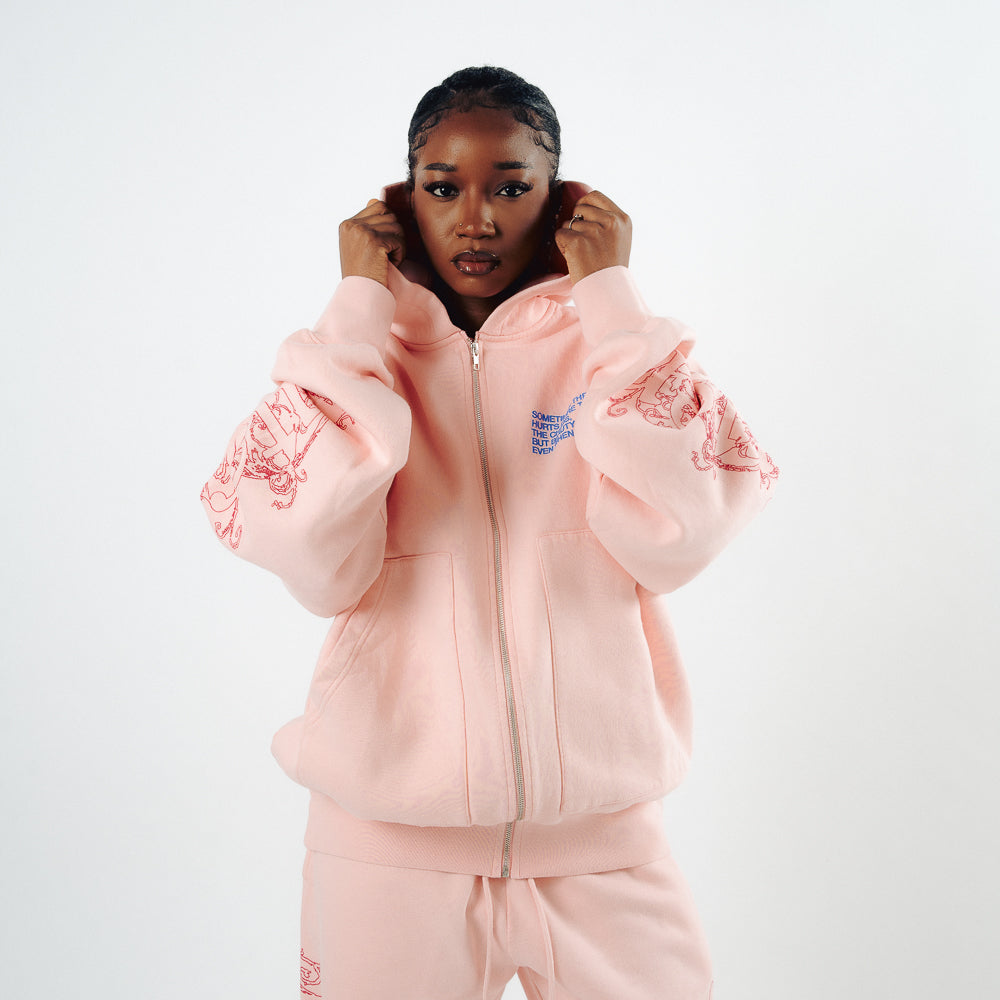 CHAOS ZIP HOODIE PINK
