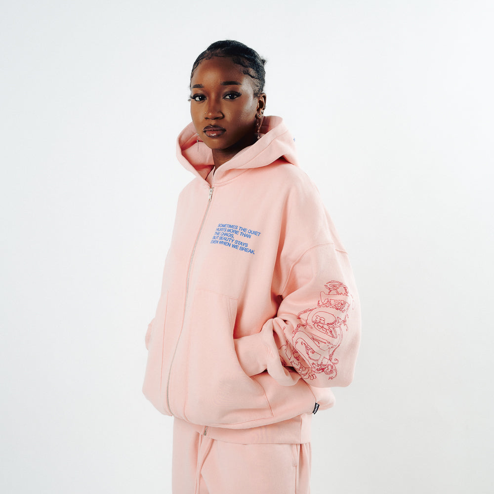 CHAOS ZIP HOODIE PINK