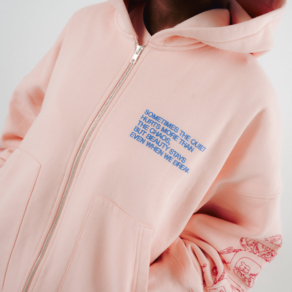 CHAOS ZIP HOODIE PINK