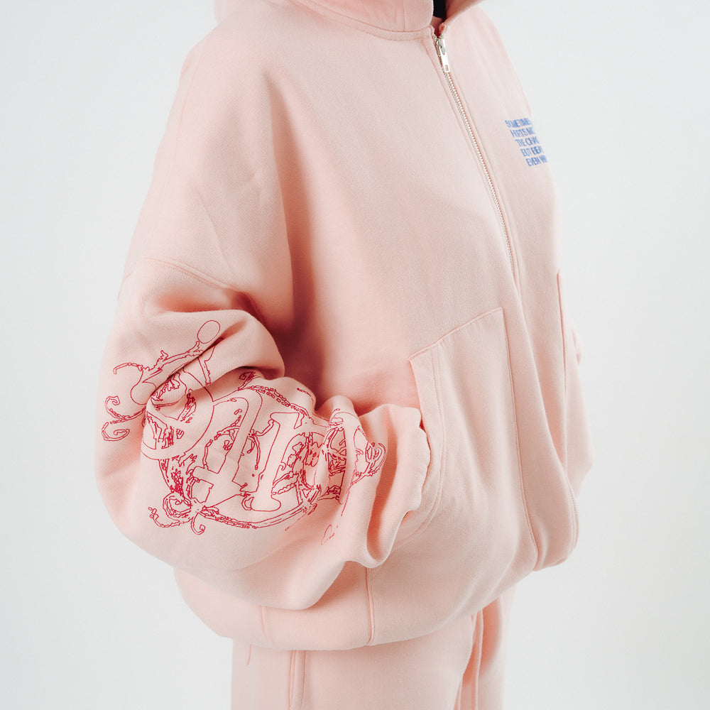 CHAOS ZIP HOODIE PINK