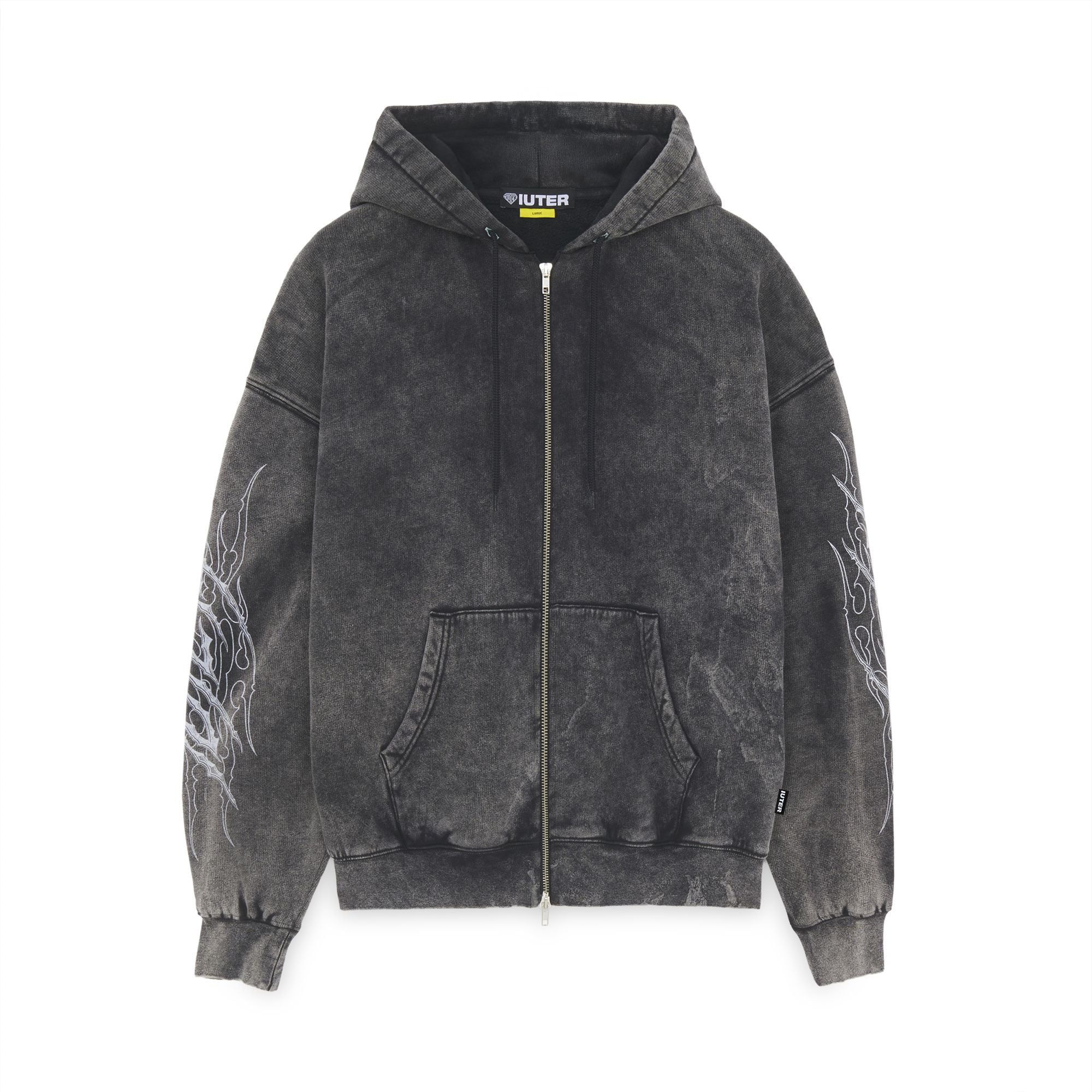 TRIBAL MARBLE ZIP HOODIE MARBLE BLACK