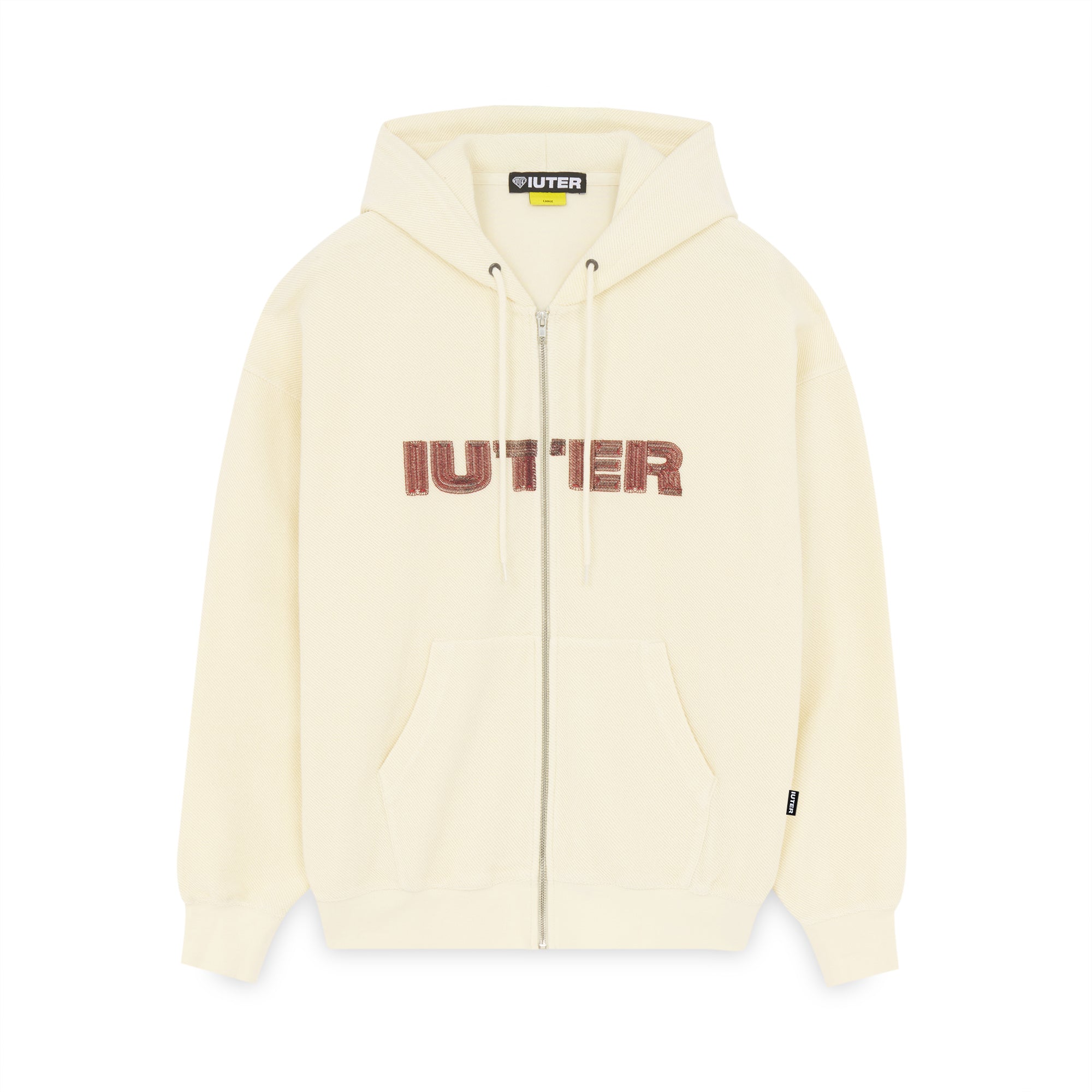 STITCH LOGO REVERSE ZIP HOODIE IVORY