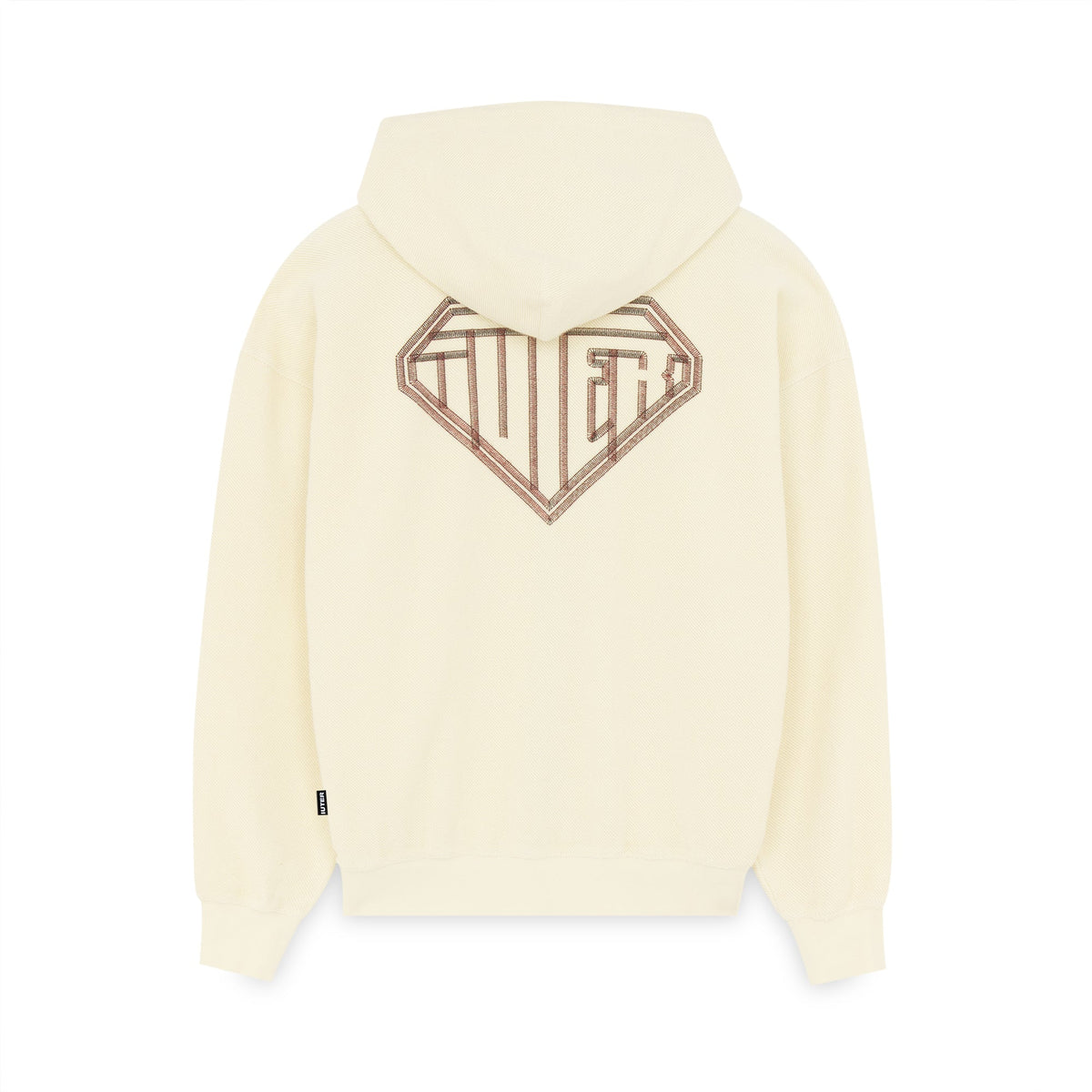 STITCH LOGO REVERSE ZIP HOODIE IVORY