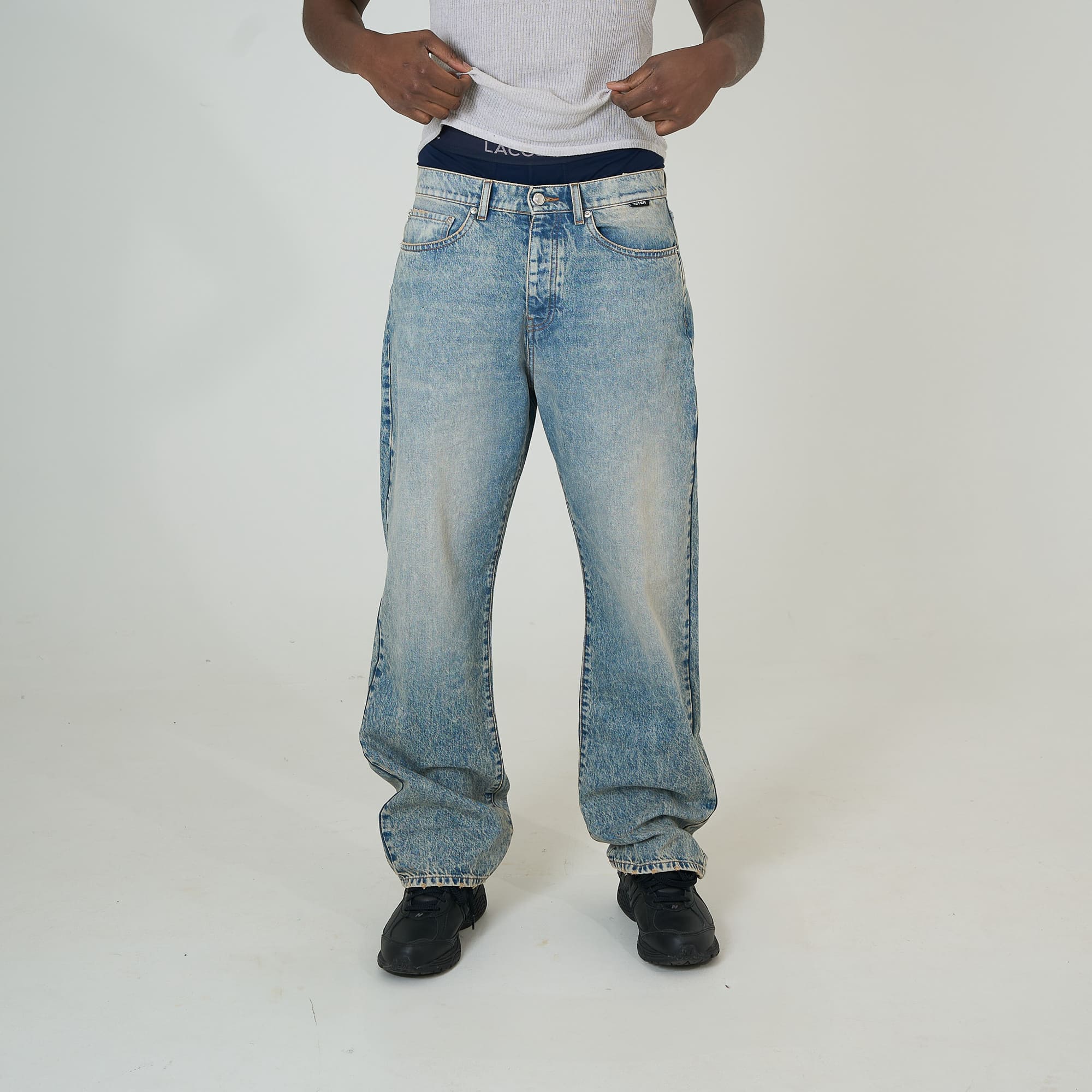 LOOSE DENIM PANTS BLUEACIDTR