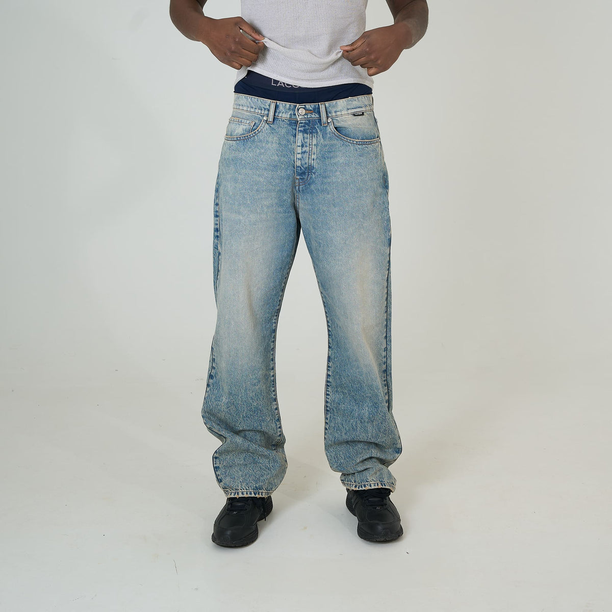 LOOSE DENIM PANTS BLUEACIDTR