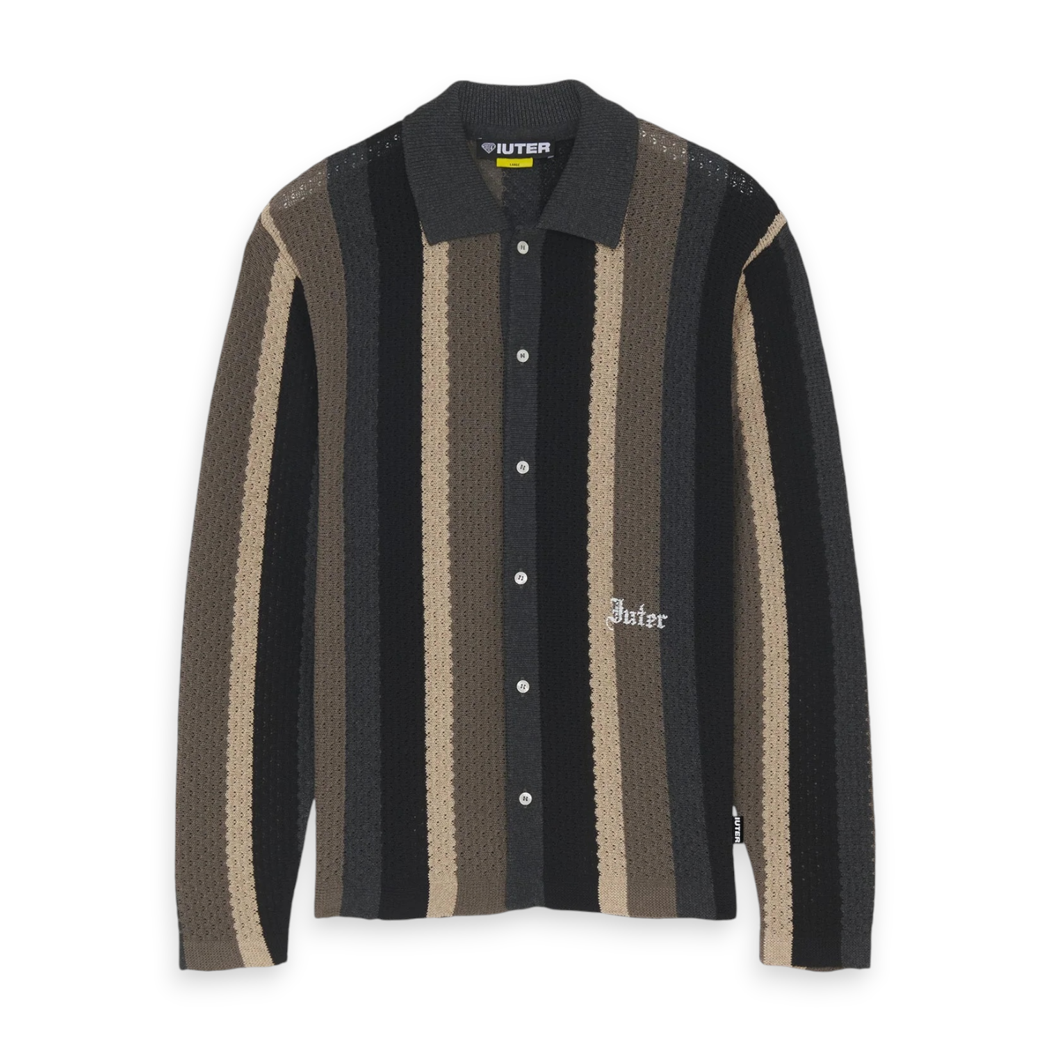 STRIPED KNIT L/S SHIRT BLACK