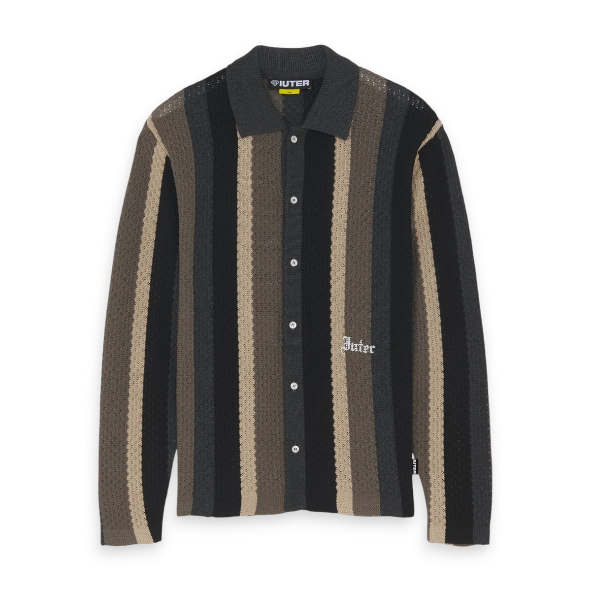 STRIPED KNIT L/S SHIRT BLACK