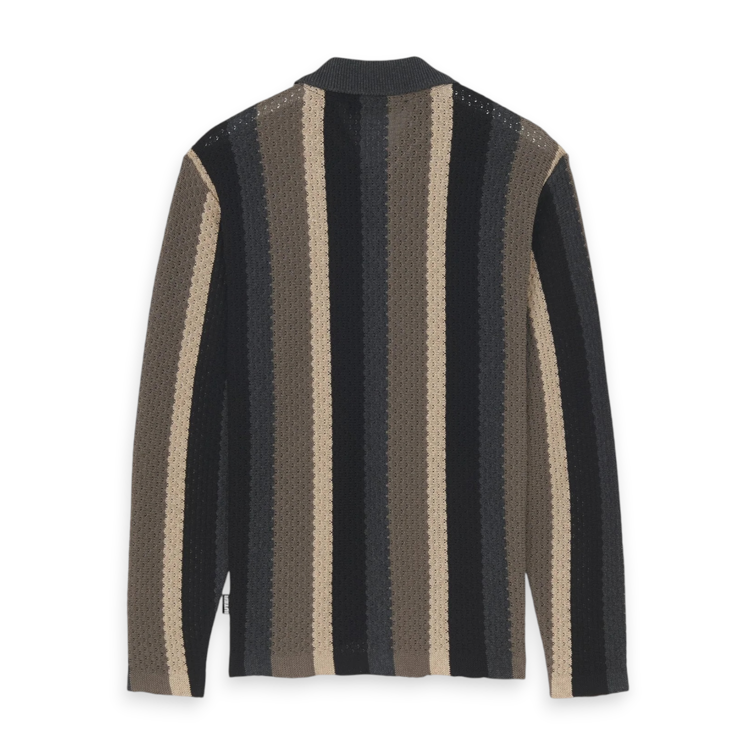 STRIPED KNIT L/S SHIRT BLACK