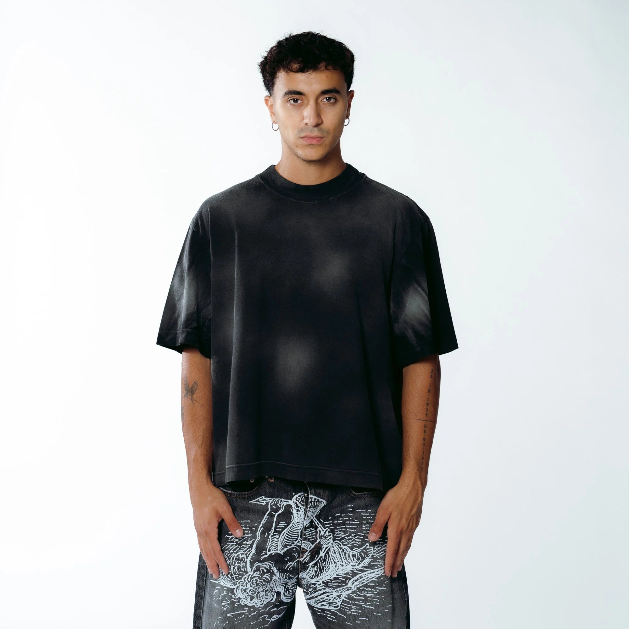 LABEL MARBLE TEE BLACK