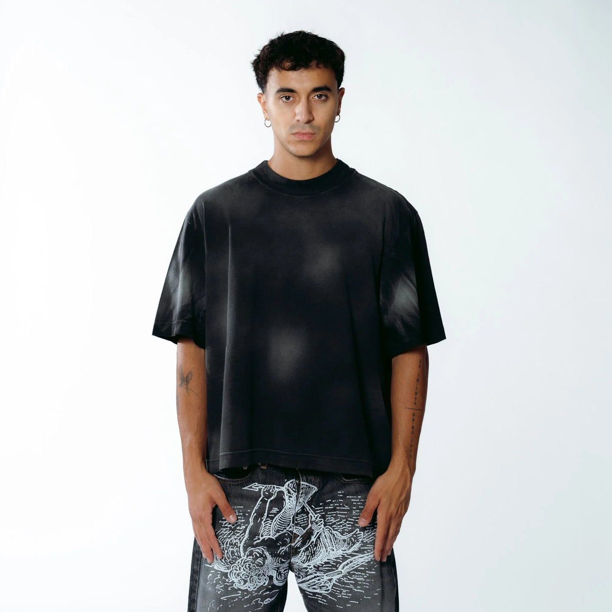 LABEL MARBLE TEE BLACK