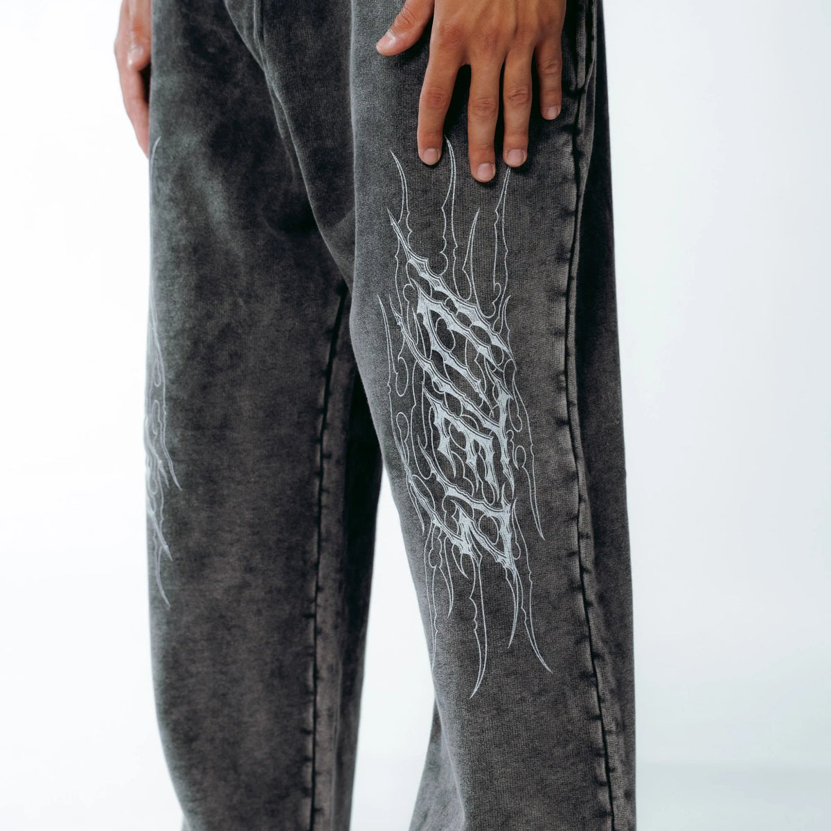 TRIBAL MARBLE WIDE LEG SWEATPANTS MARBLE BLACK