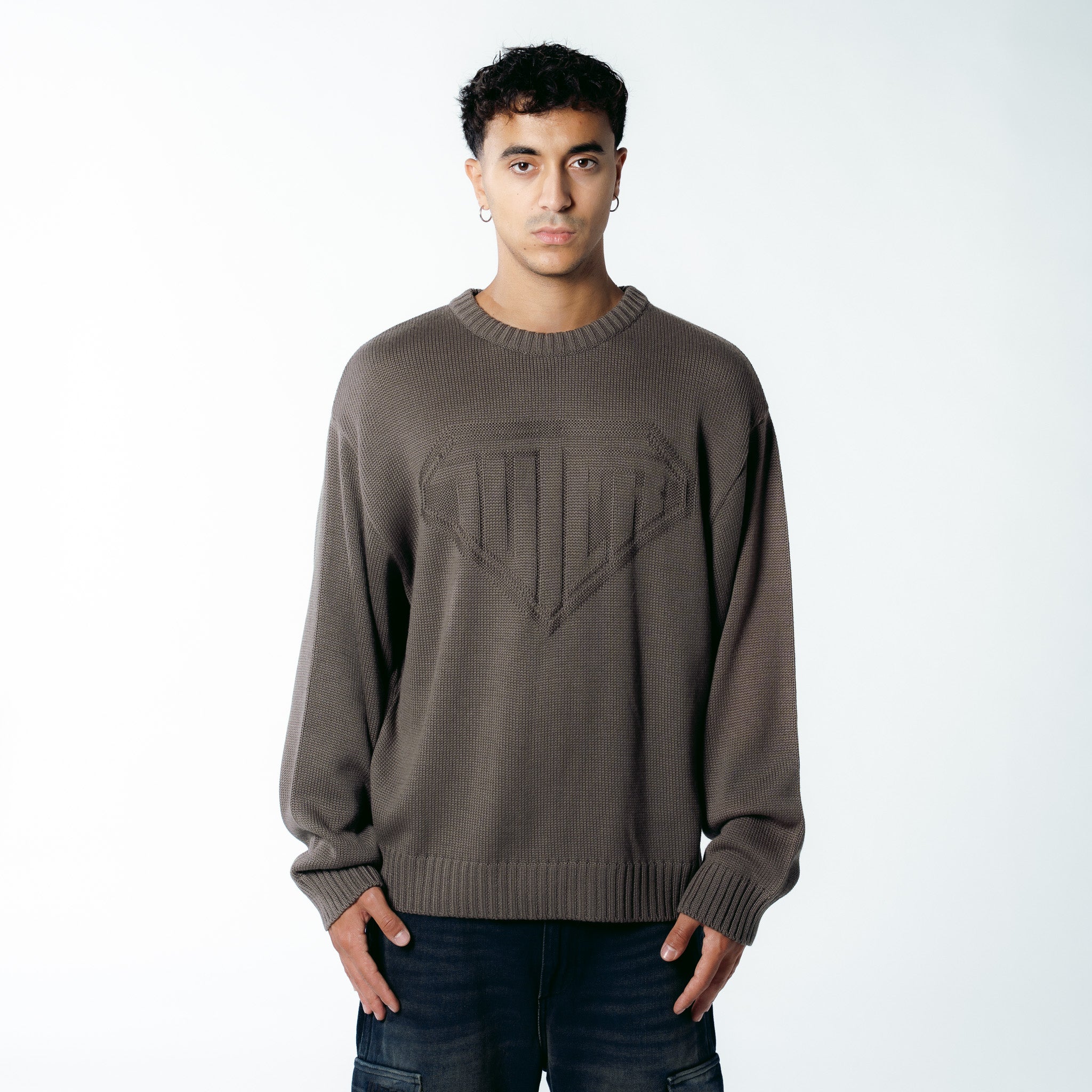 LINKS LOGO KNIT SWEATER BROWN