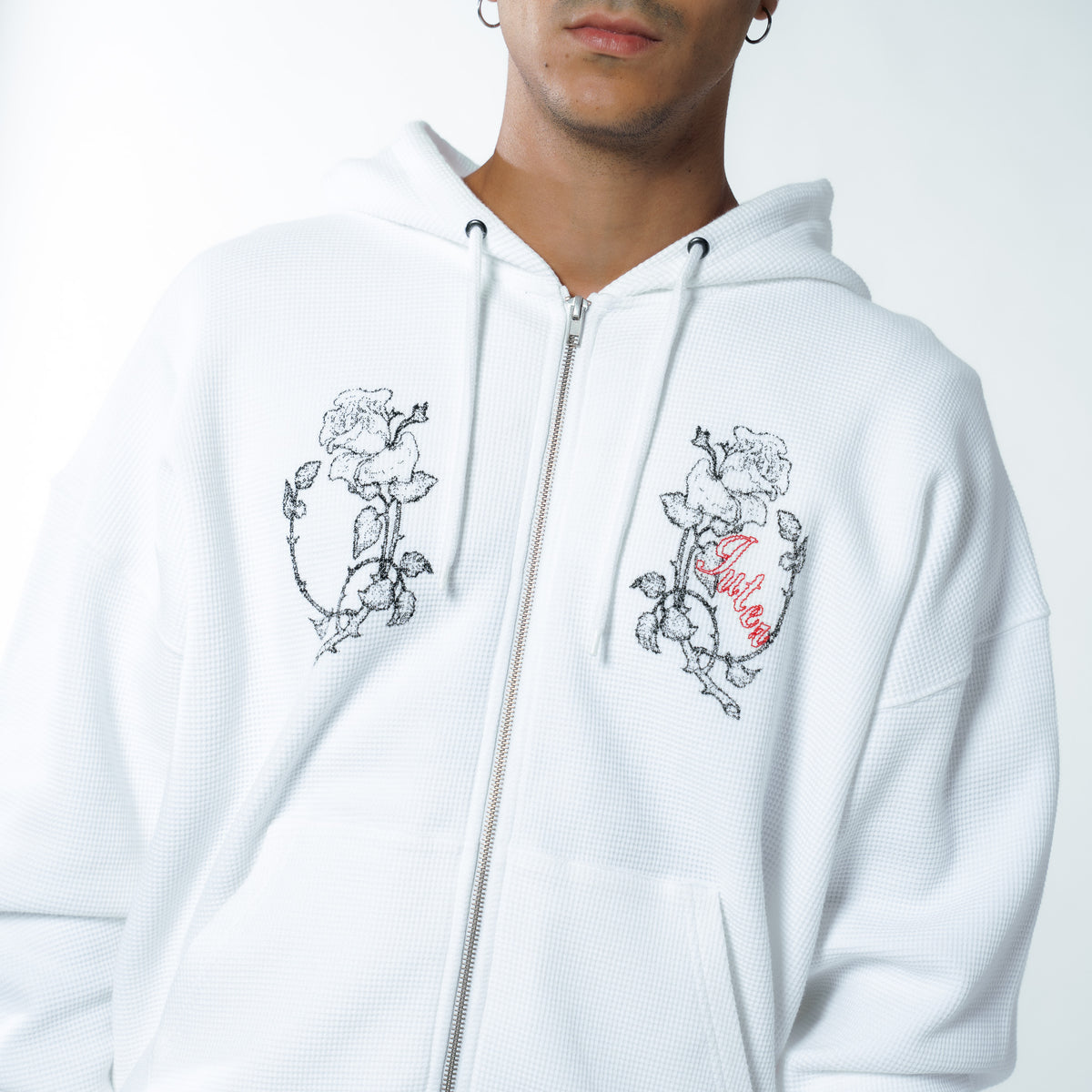 GATE WAFFLE ZIP HOODIE WHITE