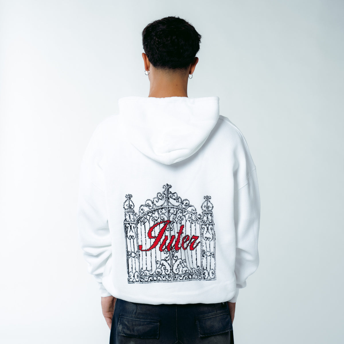 GATE WAFFLE ZIP HOODIE WHITE