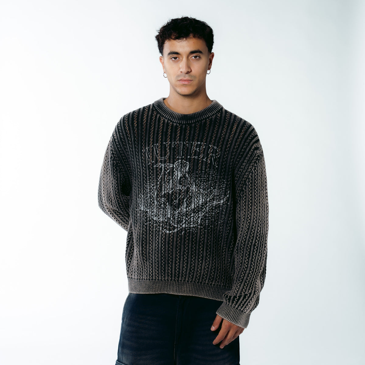 DAMAGE MARBLE JUMPER BLACK