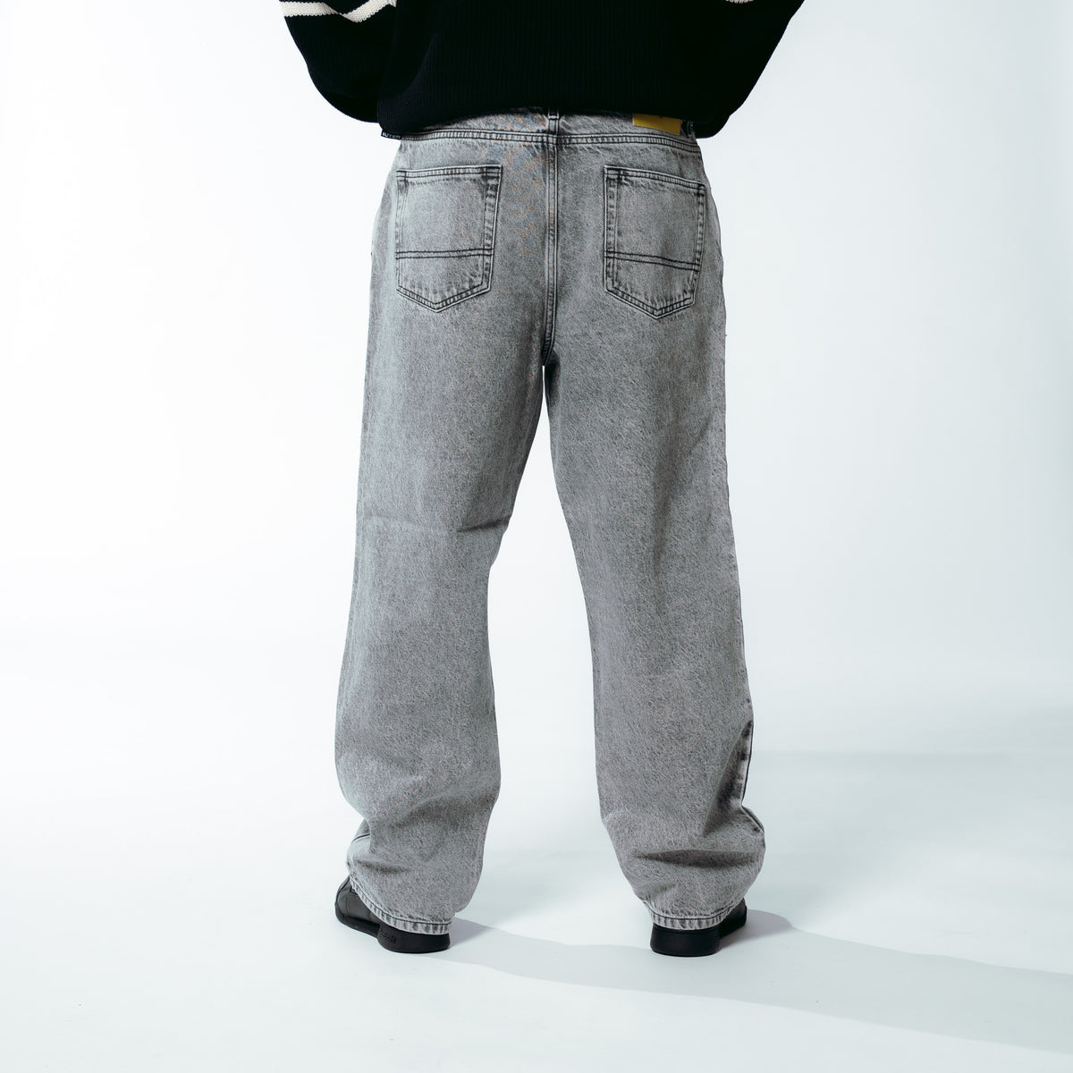 TRIBAL BAGGY DENIM PANTS GREYTR